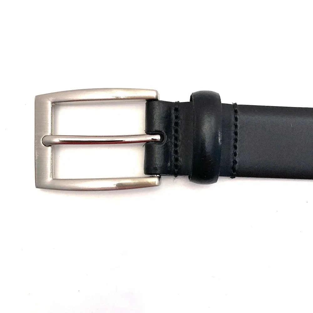 Black Italian Leather Belt Mens 44,‎ 1-1/8